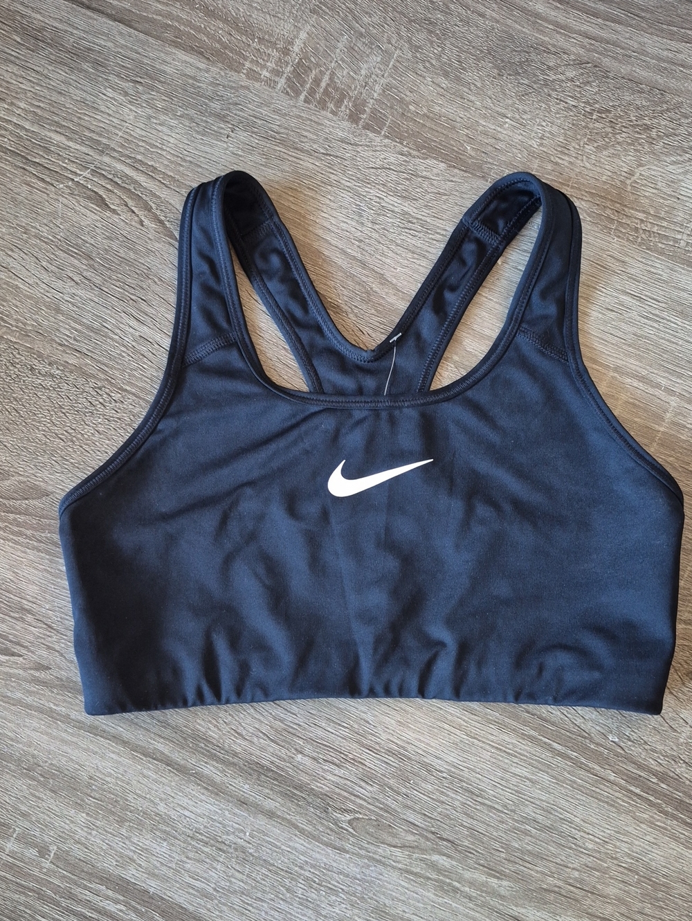 Nike Women's Black Sports Bra with White Swoosh